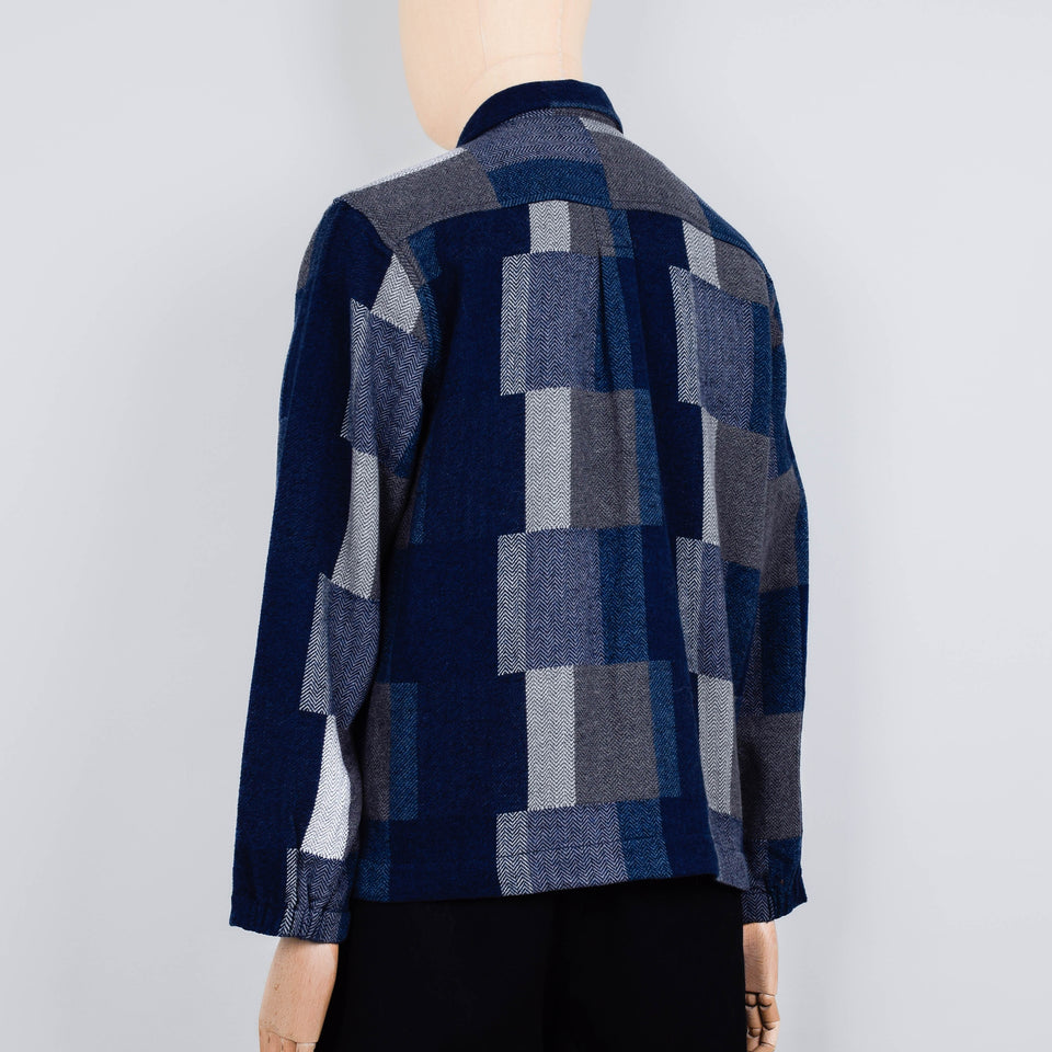 Universal Works L/S Tech Overshirt - Navy Japanese Patchwork