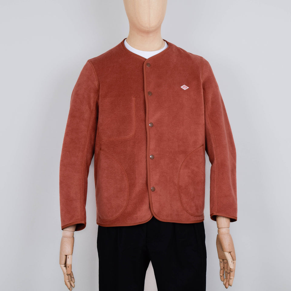 Danton Fleece Collarless Jacket - Dark Orange