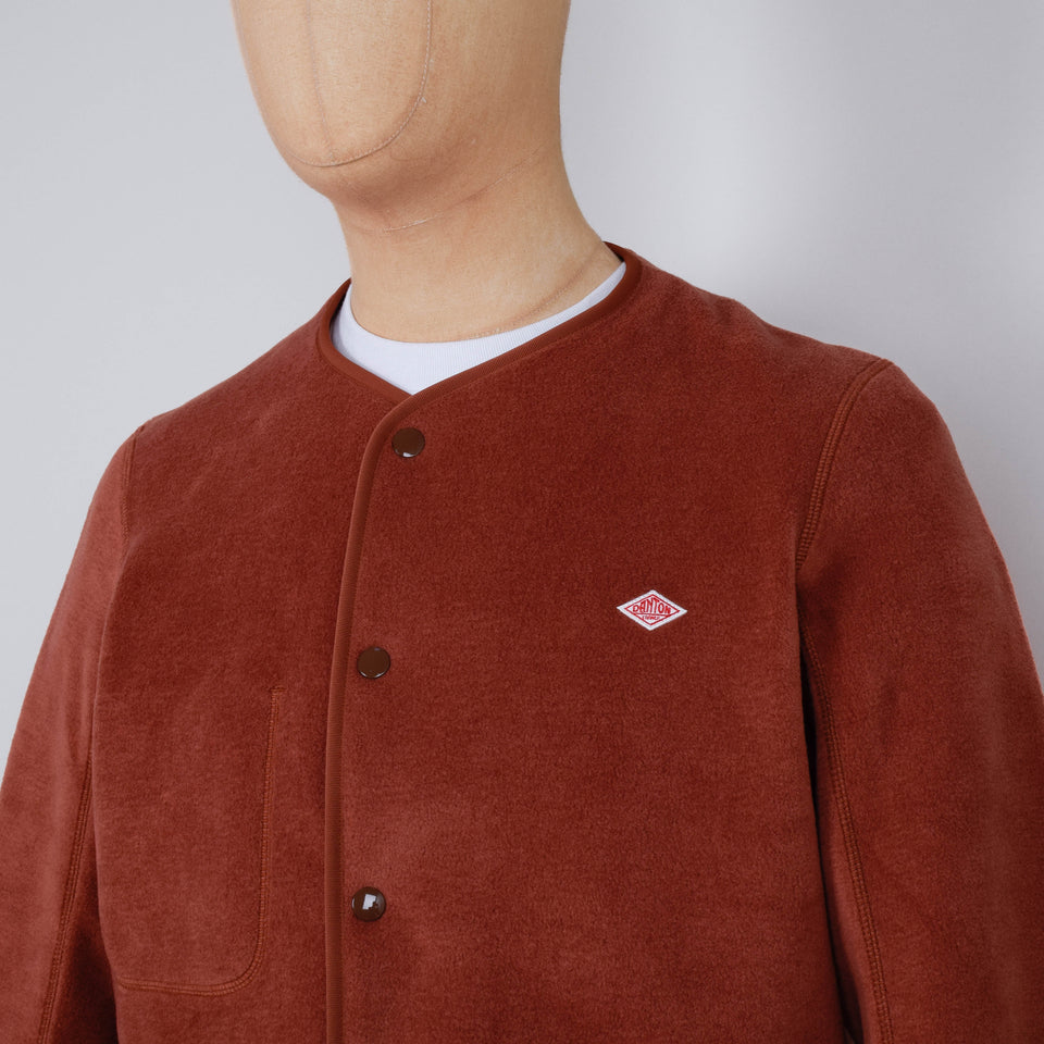 Danton Fleece Collarless Jacket - Dark Orange