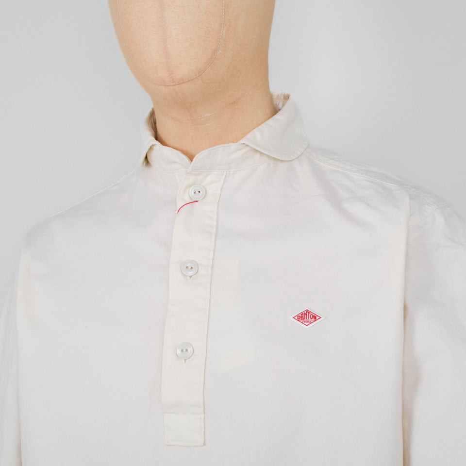 Danton Round Collar P.O Shirt L/S - Ecru