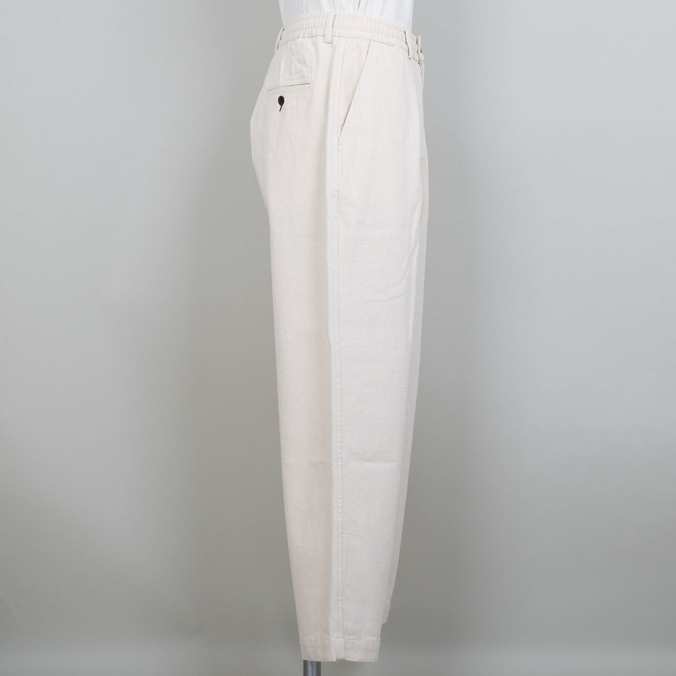 Universal Works Pleated Track Pant Recycled Cotton - Ecru