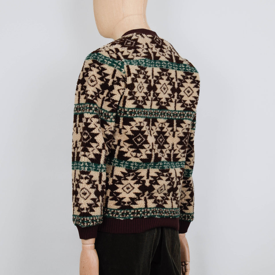 Beams Plus Cardigan Boa Jacquard - Brown