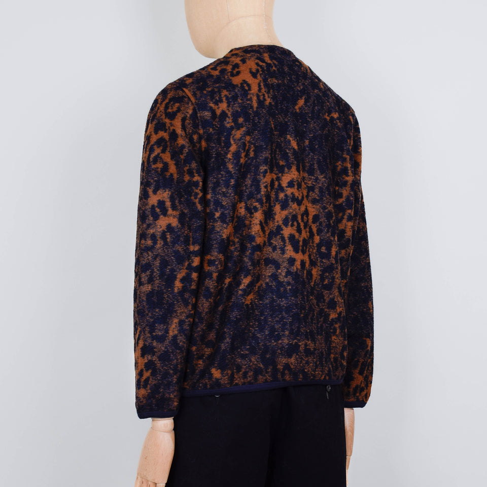 Universal Works Night Leopard Cardigan - Dark Navy/Brown