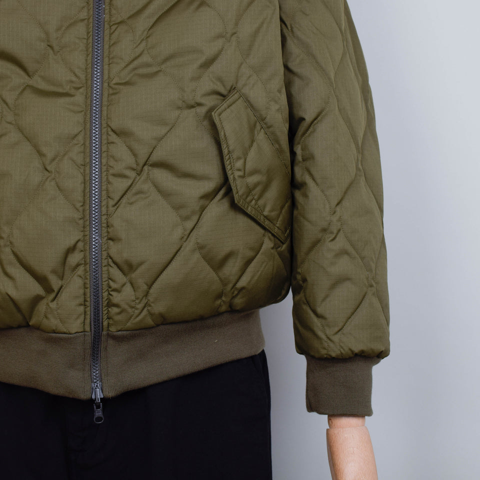 Taion Reversible Bomber Jacket - Dark Olive x Cream