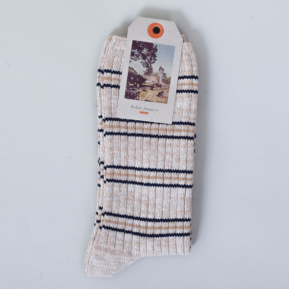 Nudie Chunky Sock Prairie Stripe - Sand