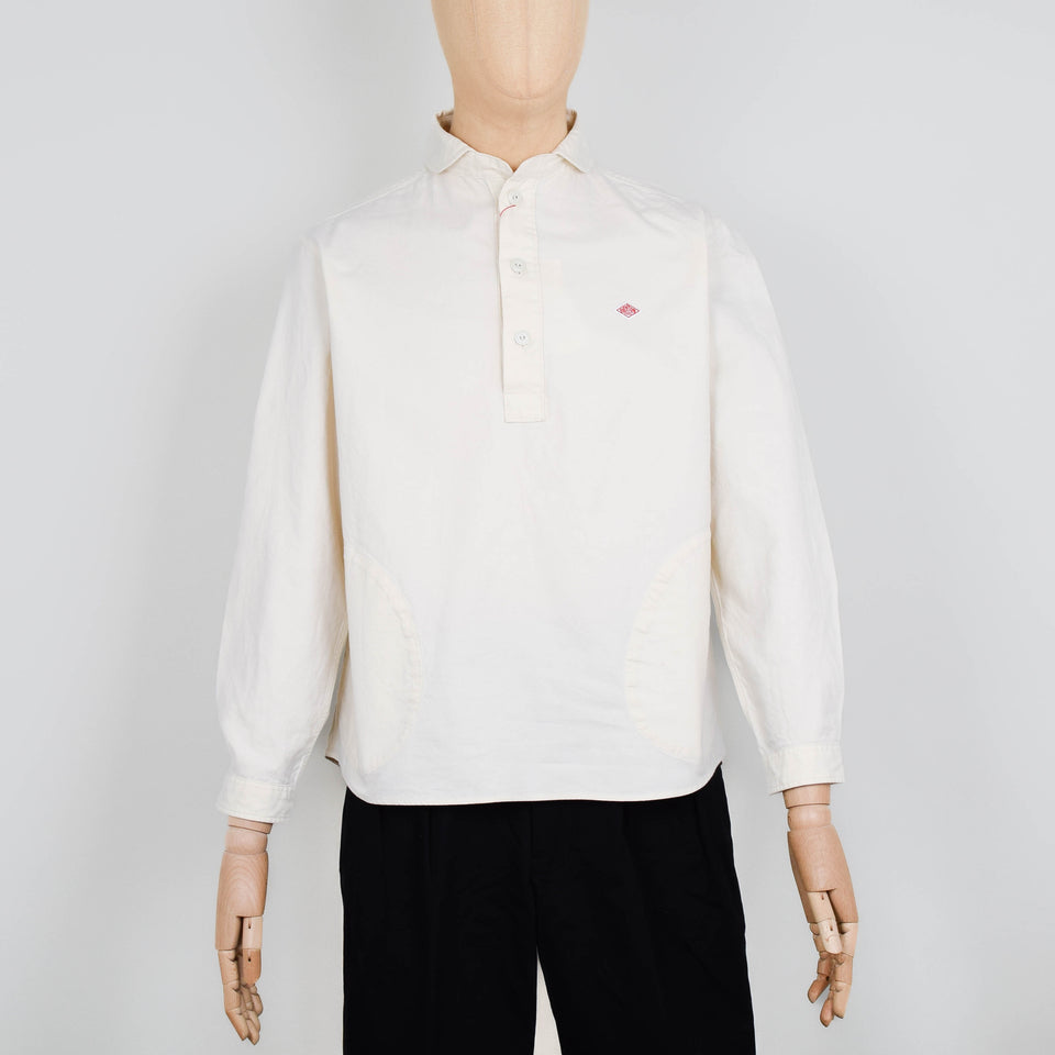 Danton Round Collar P.O Shirt L/S - Ecru