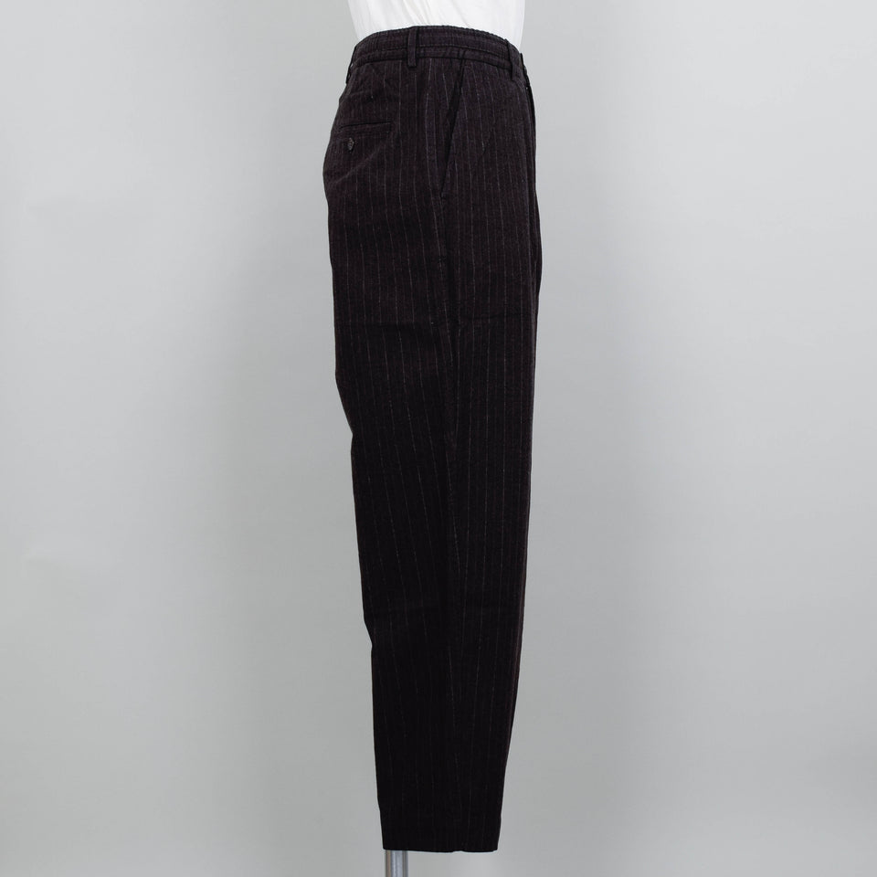 Universal Works Pleated Track Pant Pinstripe - Brown