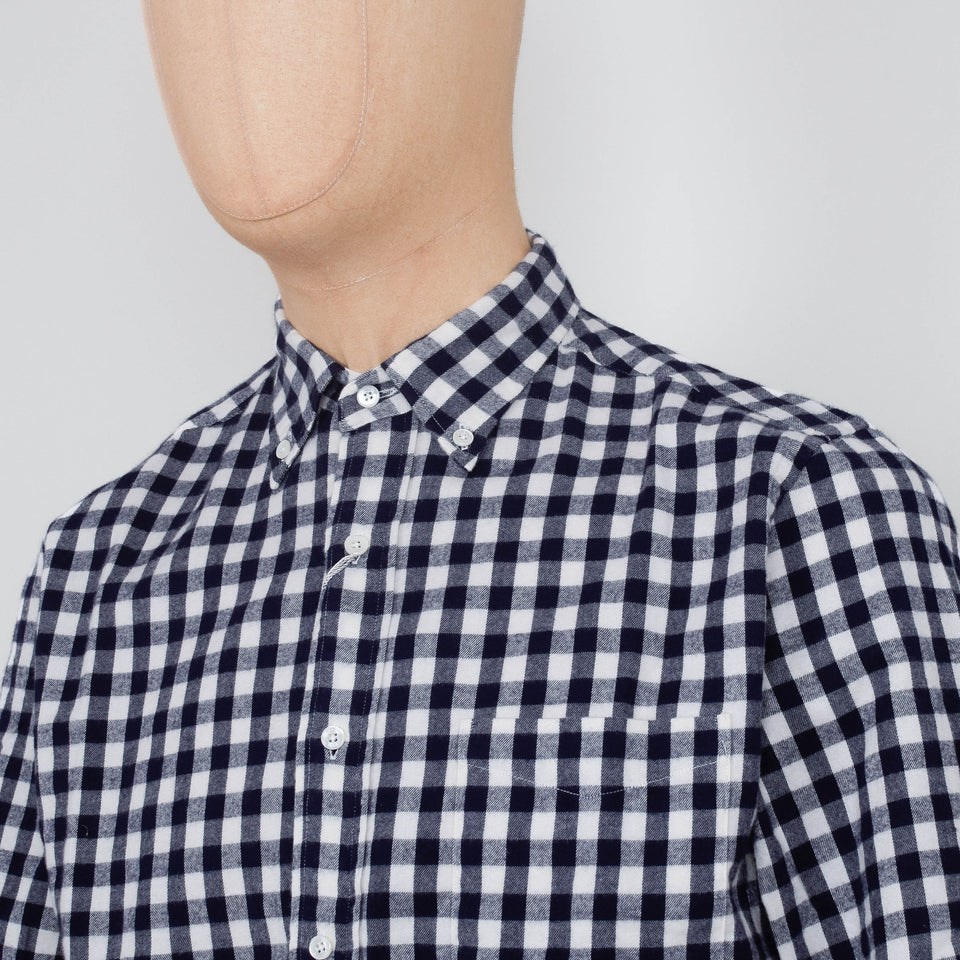 Beams Plus B.D. Gingham Check Shaggy - Navy
