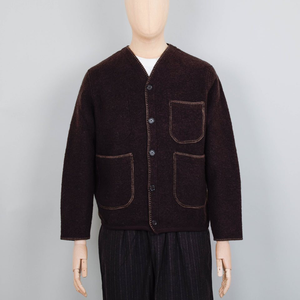 Universal Works Blanket Cardigan Studio Wool Mix - Brown