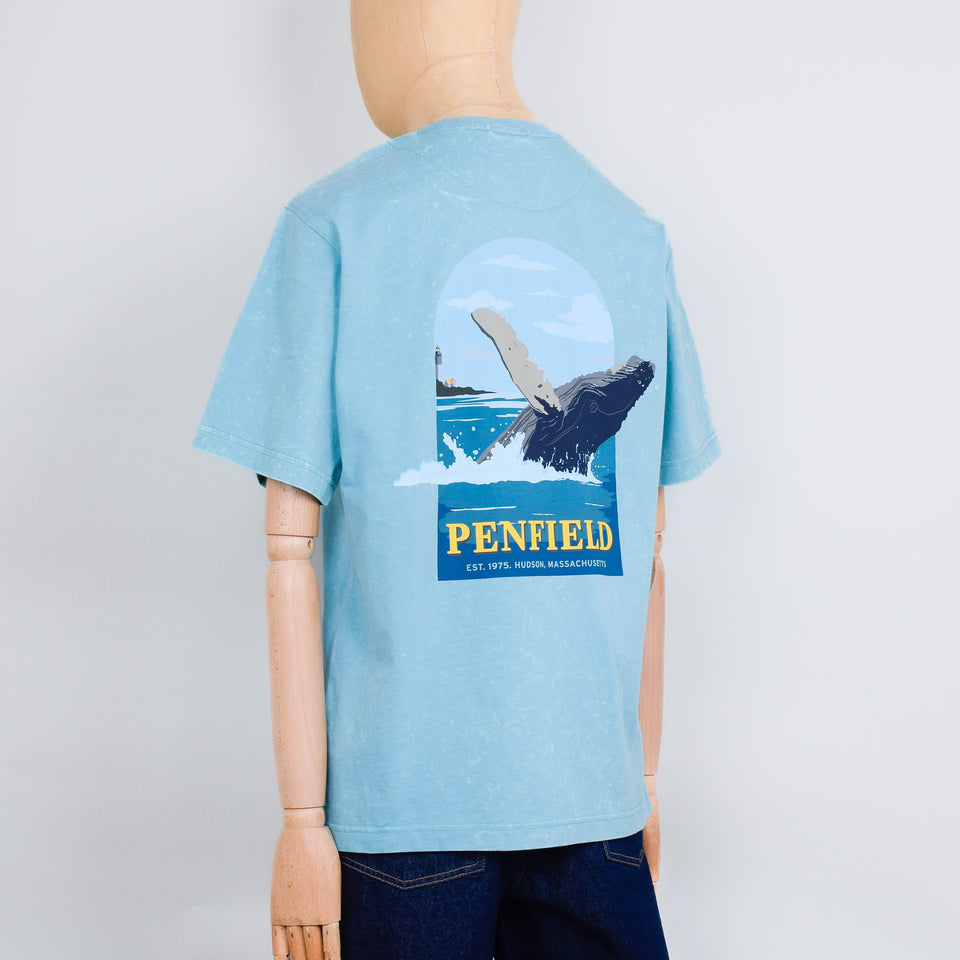 Penfield Whale Scene Back Graphic S/S T-Shirt - Dusky Turquoise