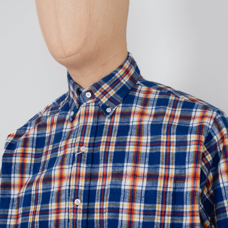 Beams Plus B.D. Brushed Flannel Classic Fit - Blue