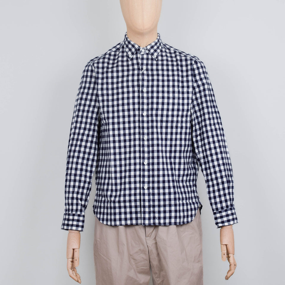 Beams Plus B.D. Gingham Check Shaggy - Navy