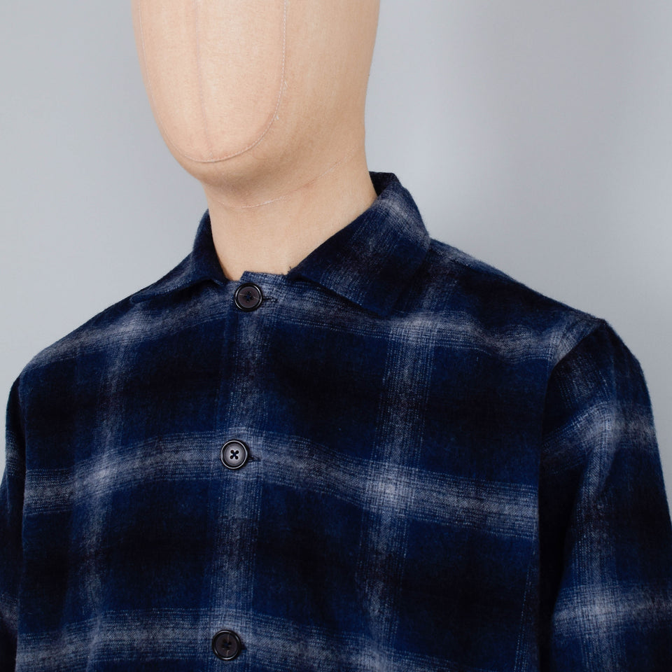Universal Works Wool Flannel Easy Over Jacket - Navy Check
