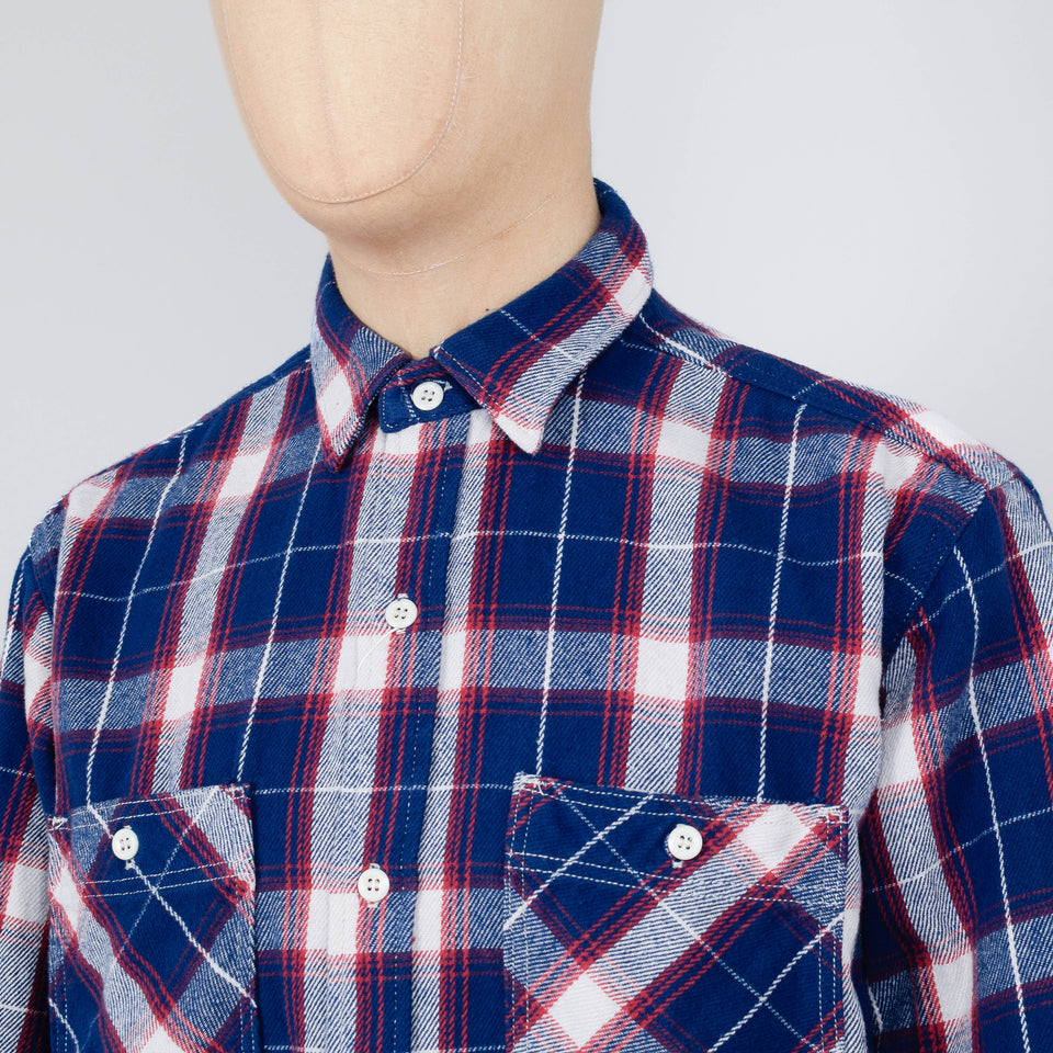 Edwin Work Shirt LS - Navy/Red