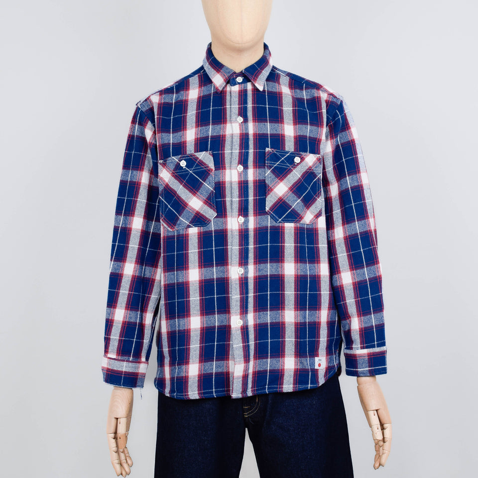 Edwin Work Shirt LS - Navy/Red