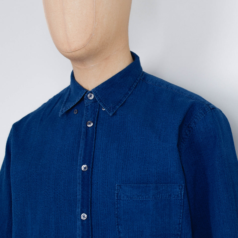 Universal Works Lazy Day Shirt Seersucker - Washed Indigo