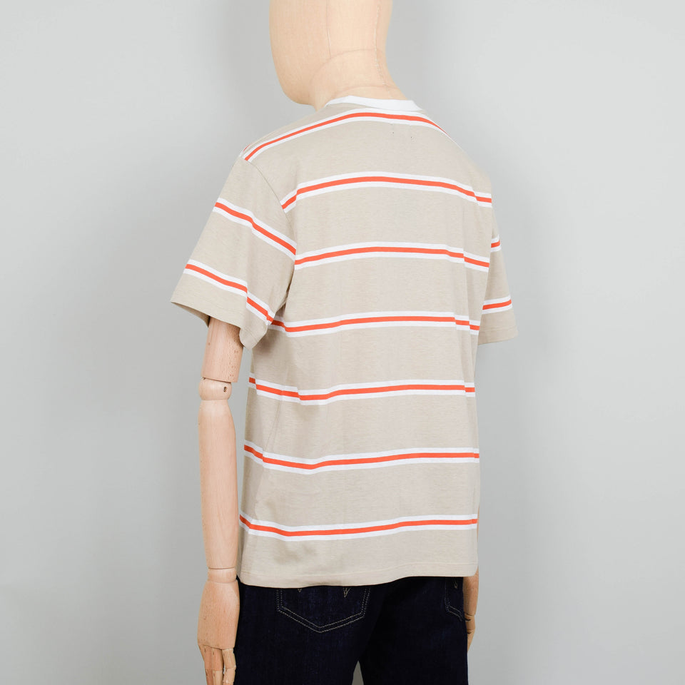 Edwin Quarter T-Shirt - Beige/Red/White