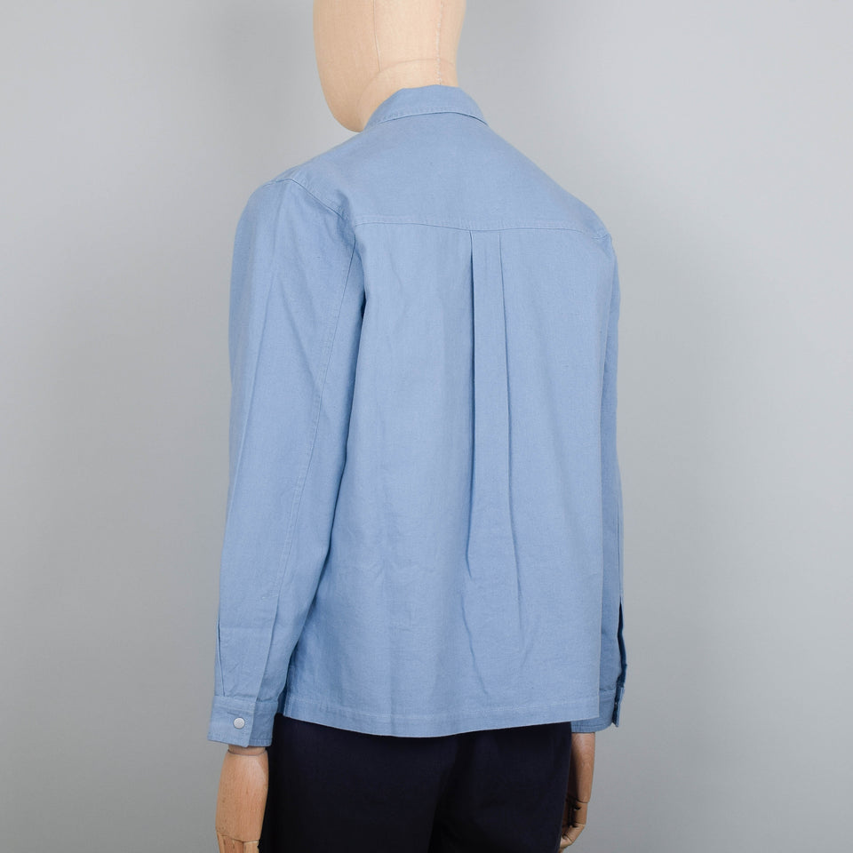 Folk Patch Overshirt - Washed Blue Hemp Canvas