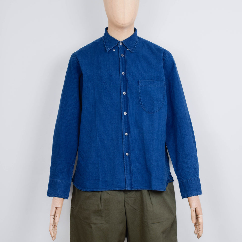 Universal Works Lazy Day Shirt Seersucker - Washed Indigo