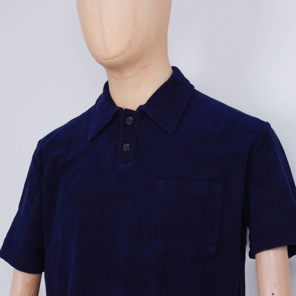 Universal Works Newlyn Polo Lightweight Terry - Bright Navy