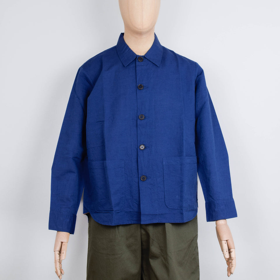 Universal Works Travail Overshirt Linen Cotton - Blue