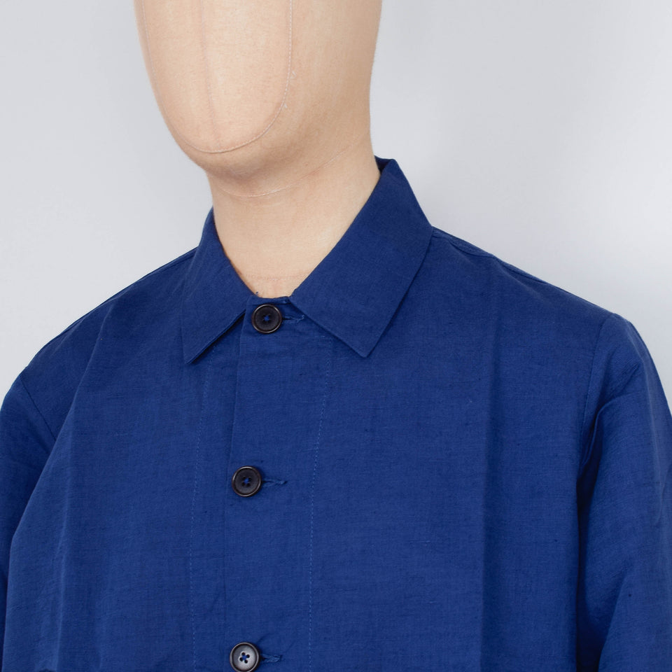 Universal Works Travail Overshirt Linen Cotton - Blue