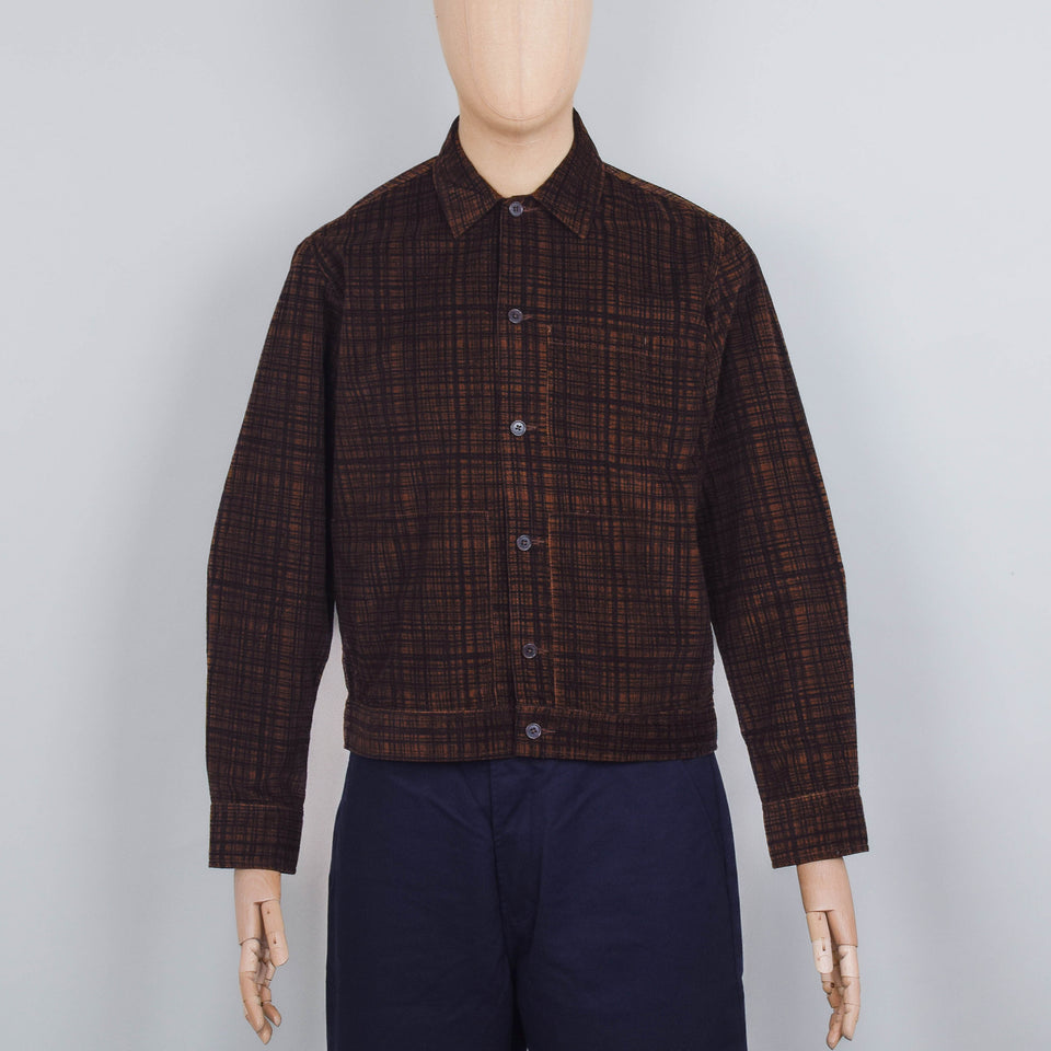 Universal Works Uniform Jacket Cord Seersucker - Brown Check
