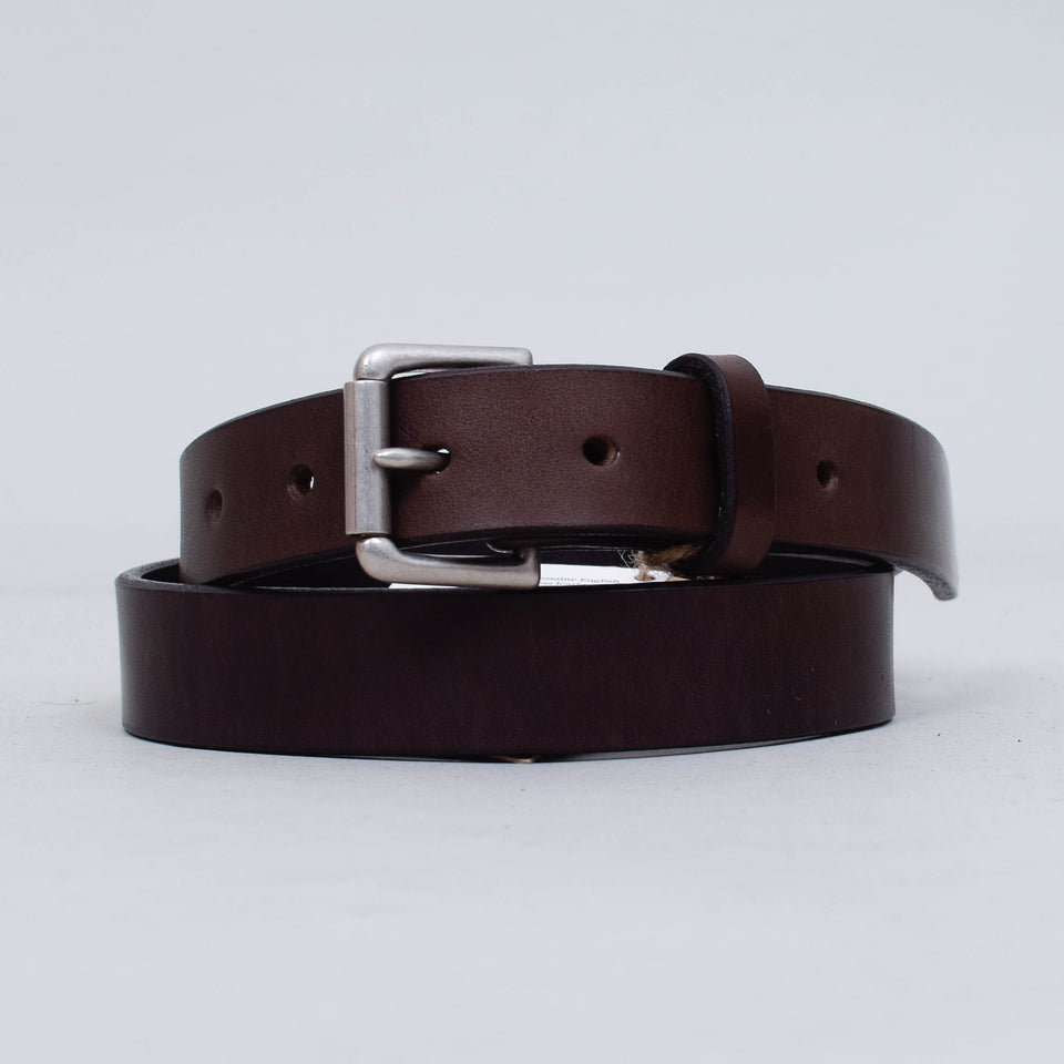 Barnes & Moore Slim Roller Belt - Deep Honey Leather with Nickel Hardware
