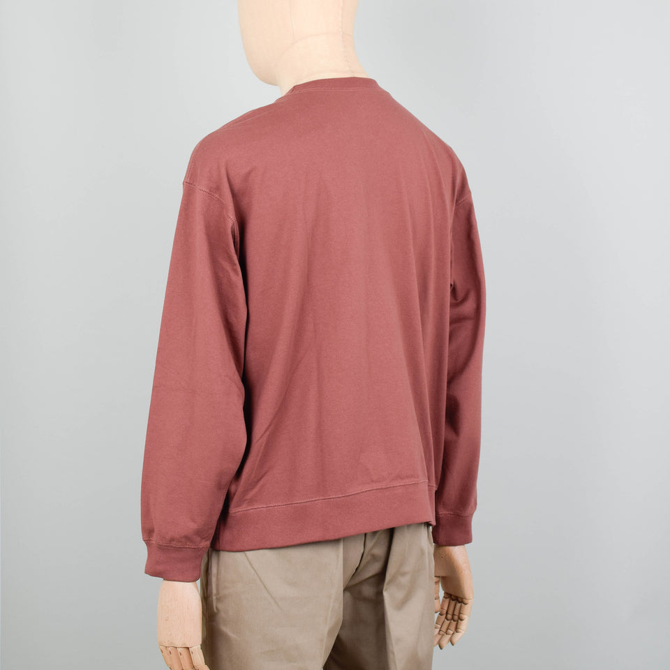 Danton Crew Neck P.O L/S Rib - Reddish Brown
