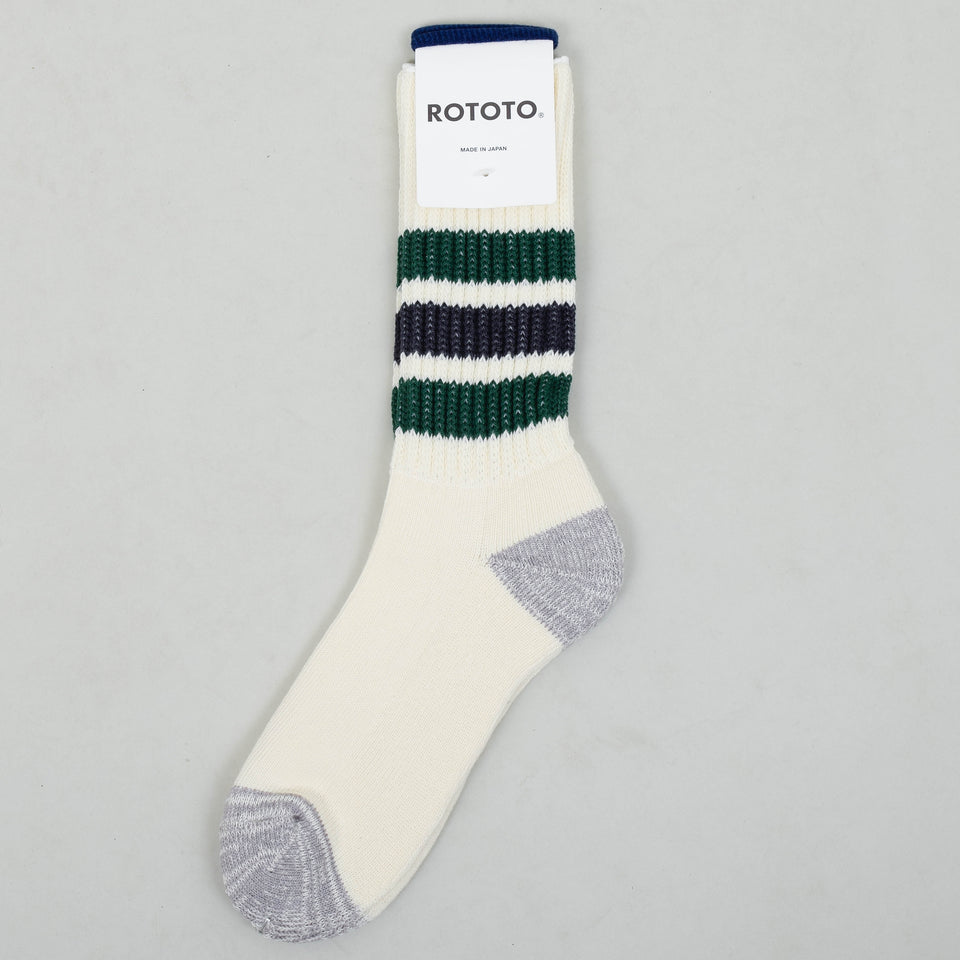 RoToTo Coarse Ribbed Oldschool Socks - Green/Charcoal