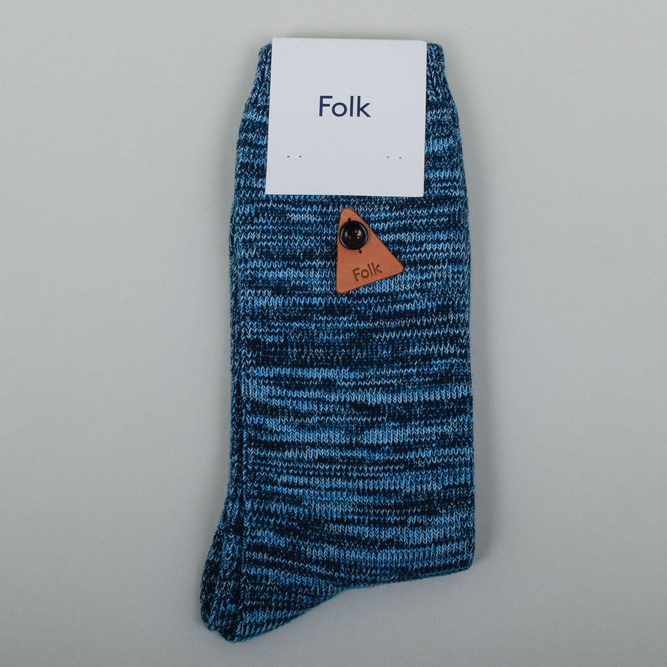 Folk Melange Socks - Cyan Mix