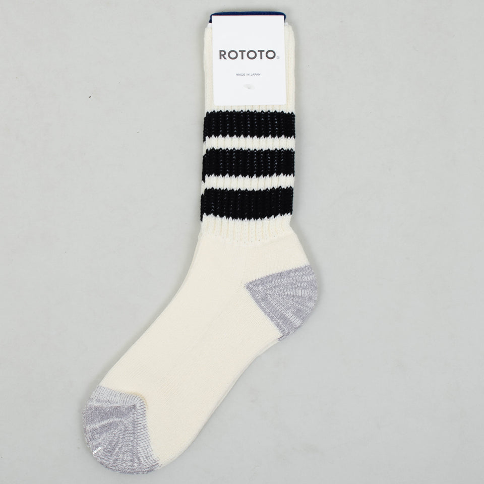 RoToTo Coarse Ribbed Oldschool Socks - Black