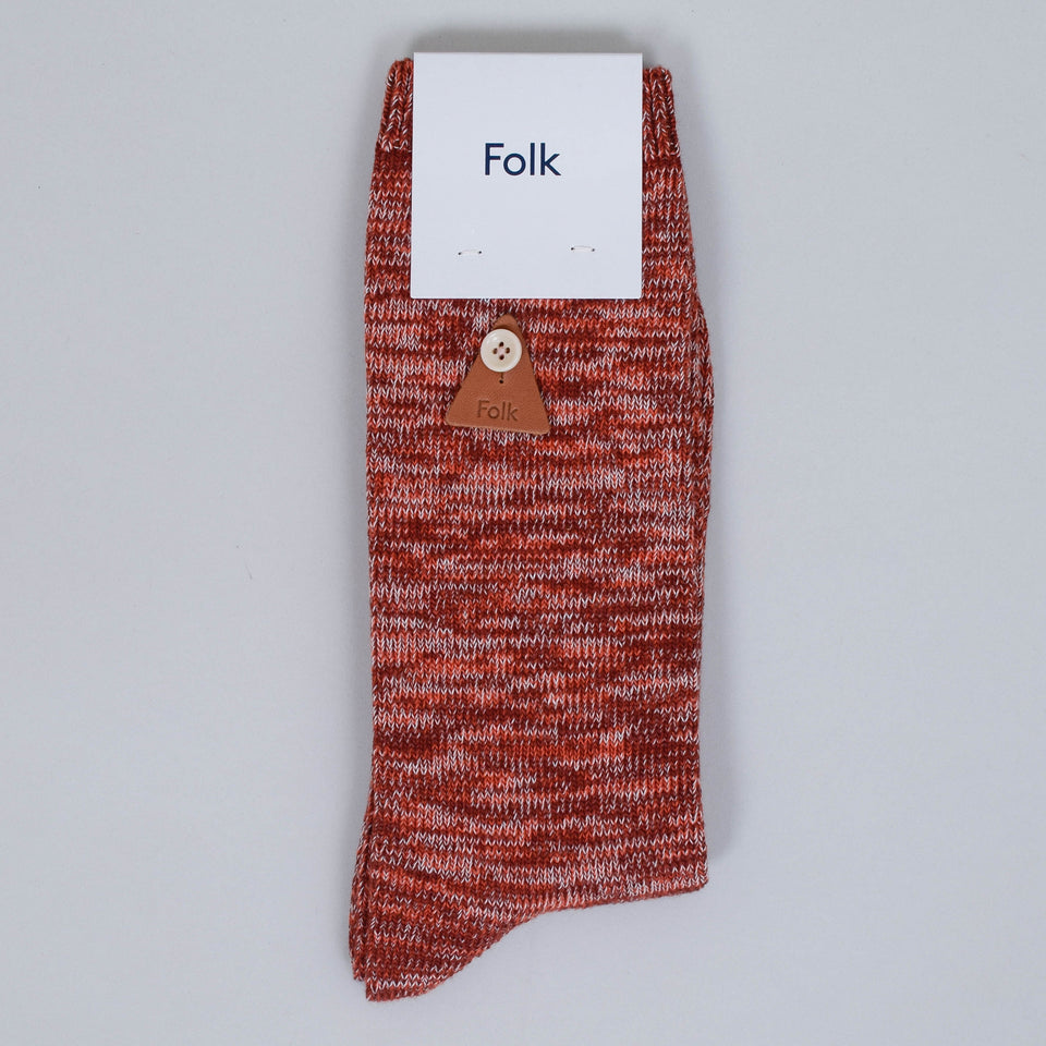 Folk Melange Socks - Red Mix