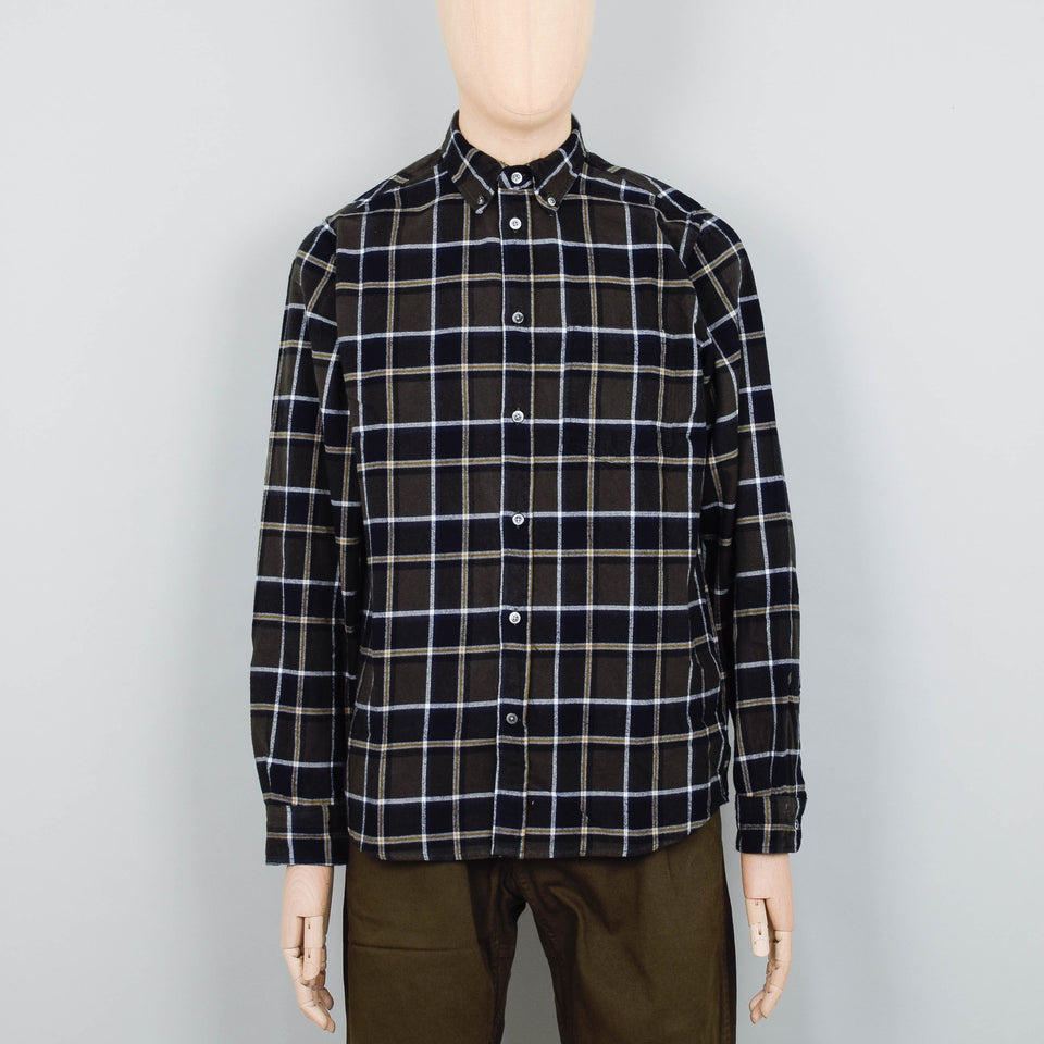 Norse Projects Anton Brushed Flannel Check - Beech Green