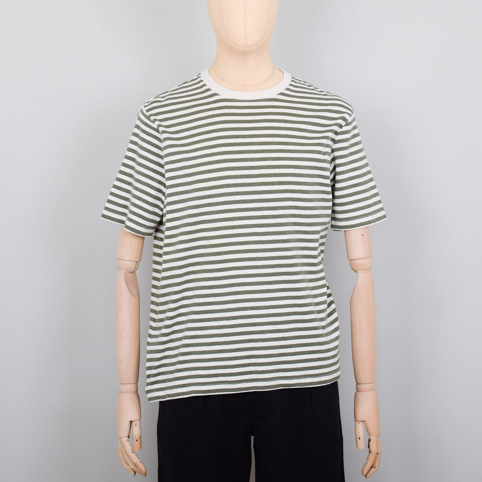 Folk Classic Stripe Tee - Olive/Ecru