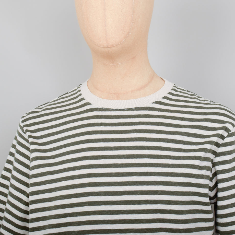 Folk Classic Stripe Tee - Olive/Ecru