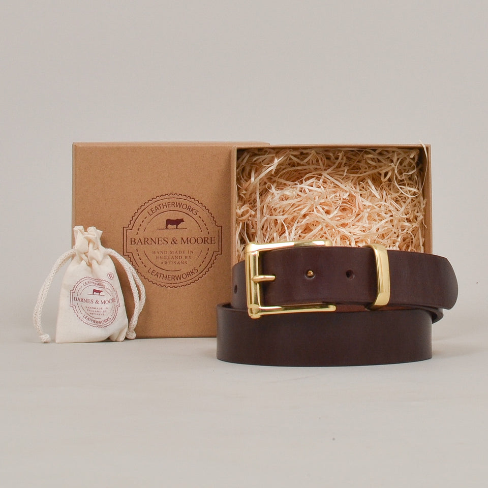 Barnes & Moore Garrison English Leather Belt Deep Honey/Brass