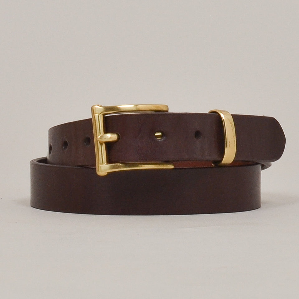 Barnes & Moore Slim English Leather Belt Deep Honey/Brass