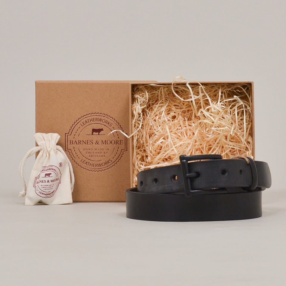 Barnes & Moore Slim English Leather Belt Black/Black