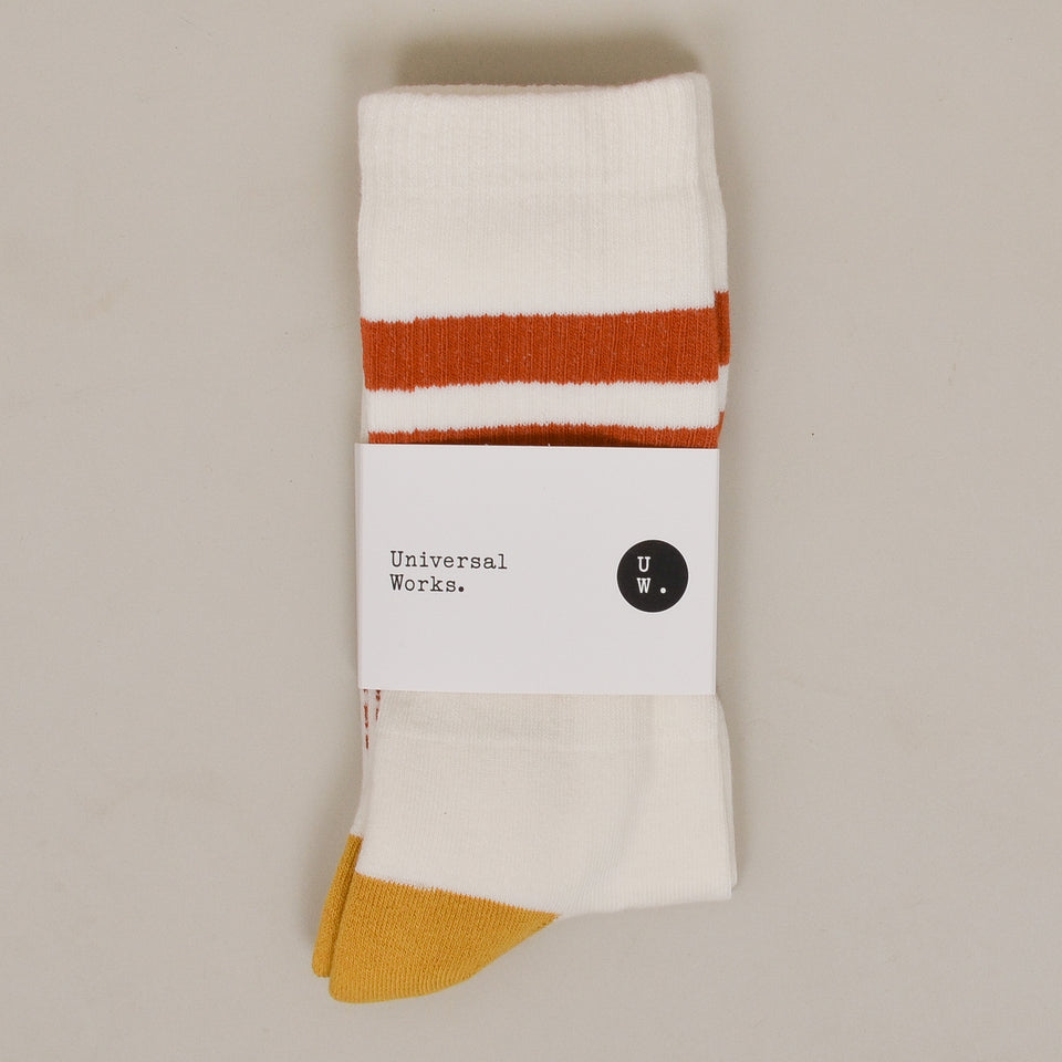 Universal Works Sport Sock - Ecru / Orange