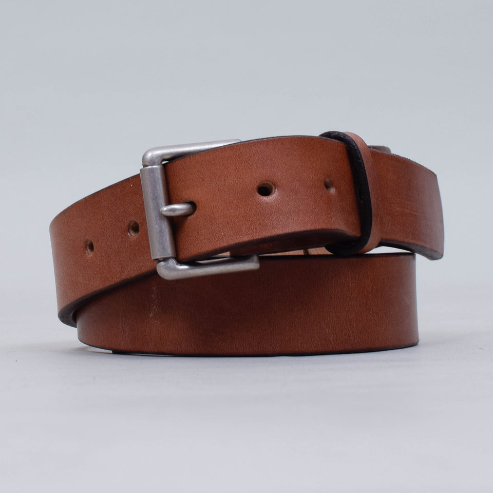 Barnes & Moore Roller Oak Bark Belt - Dark Stain / Nickel