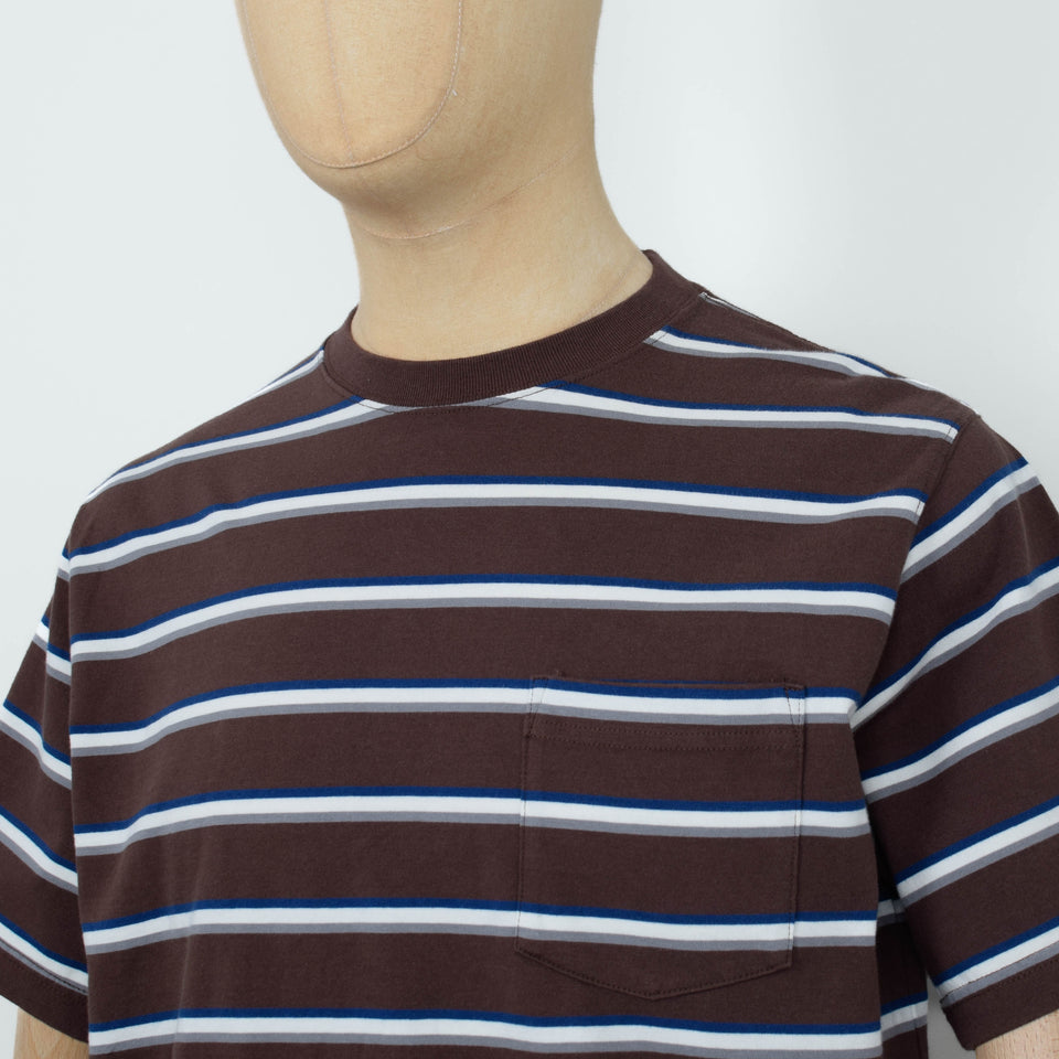 Beams Plus Pocket Tee Multi Stripe - Brown