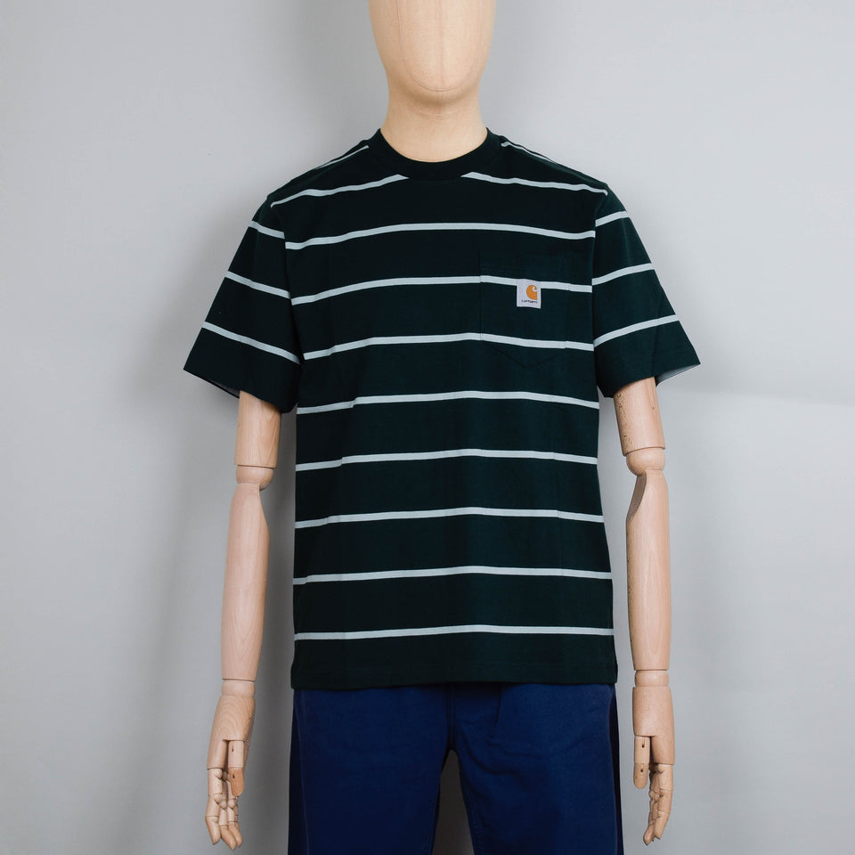 Carhartt WIP S/S Aiken Stripe Pocket T-Shirt - Connifer