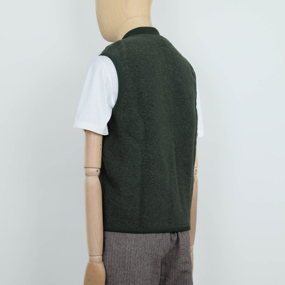 Universal Works Wool Fleece Zip Waistcoat - Olive