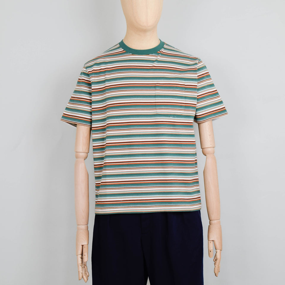 Beams Plus Pocket Tee Multi Stripe - Green