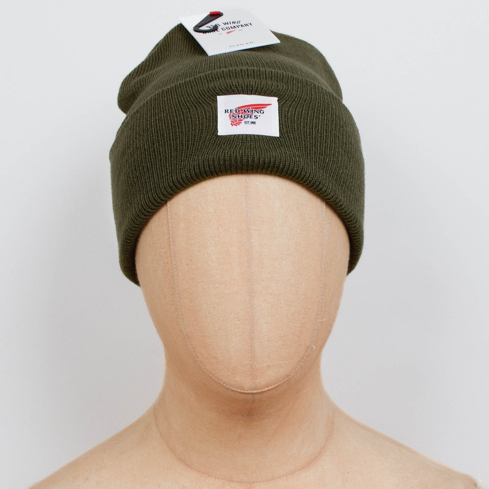 Red Wing Logo Knit Beanie - Army Green