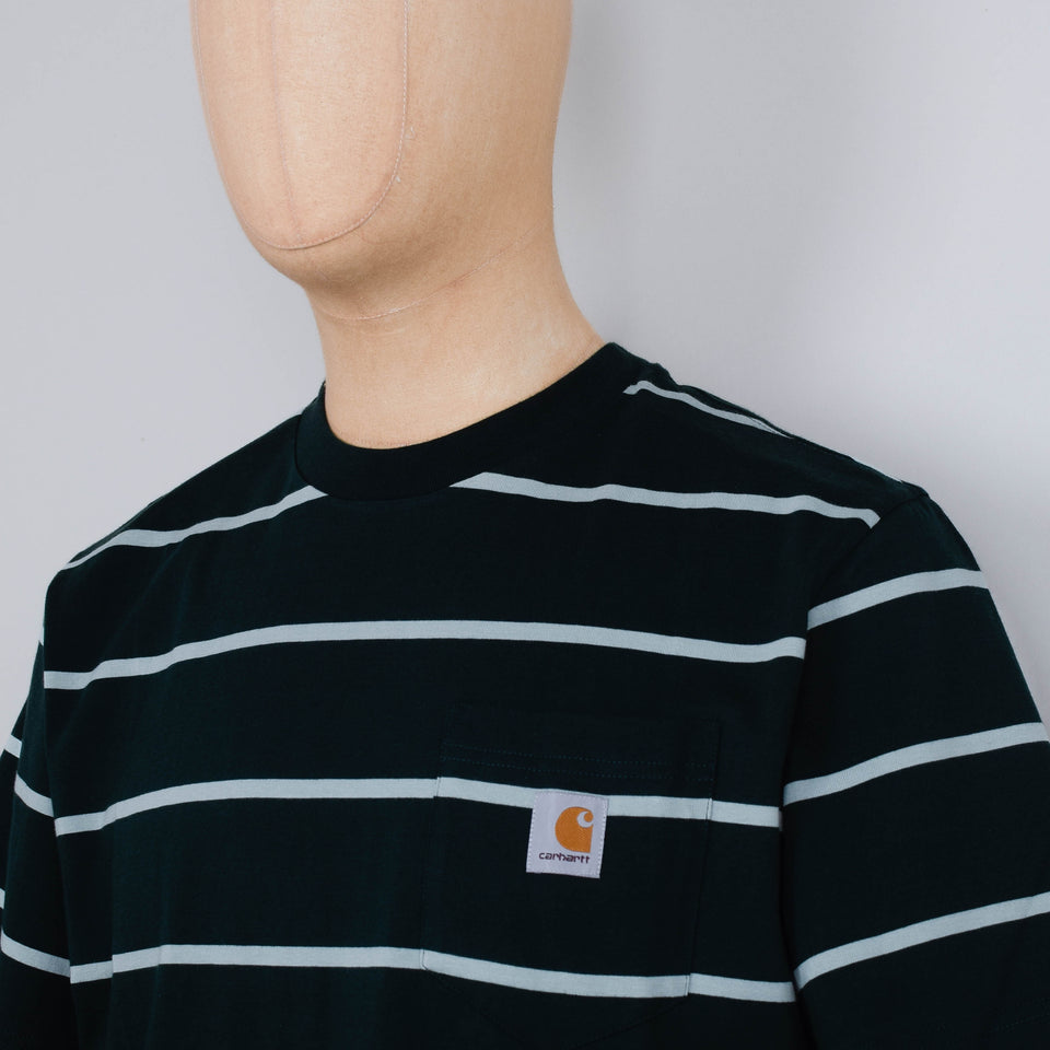 Carhartt WIP S/S Aiken Stripe Pocket T-Shirt - Connifer