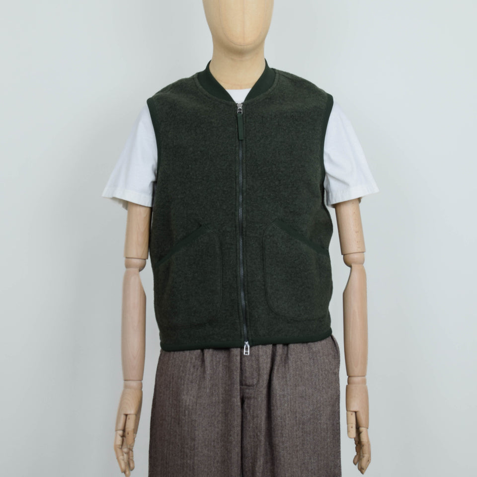 Universal Works Wool Fleece Zip Waistcoat - Olive