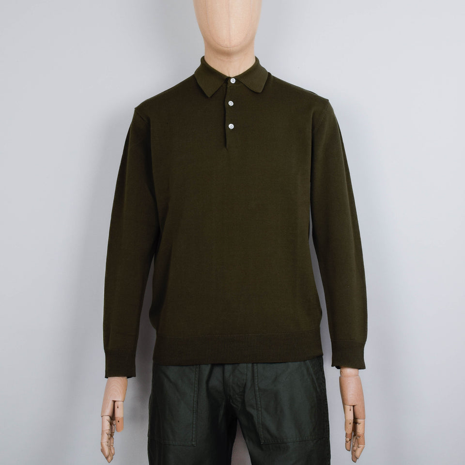 Beams Plus Knit Polo 12G - Olive