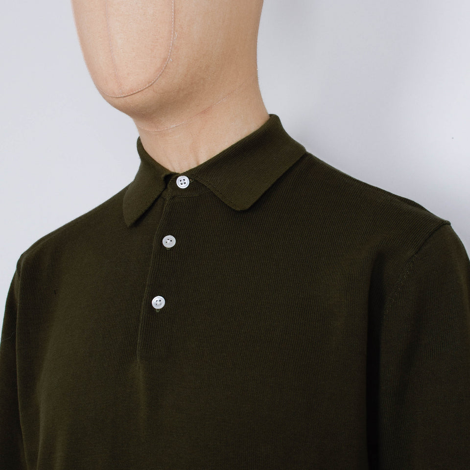 Beams Plus Knit Polo 12G - Olive